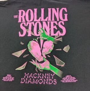 the Rolling Stones Hackney Diamonds Black T-Shirt Pink Green Graphics XXL